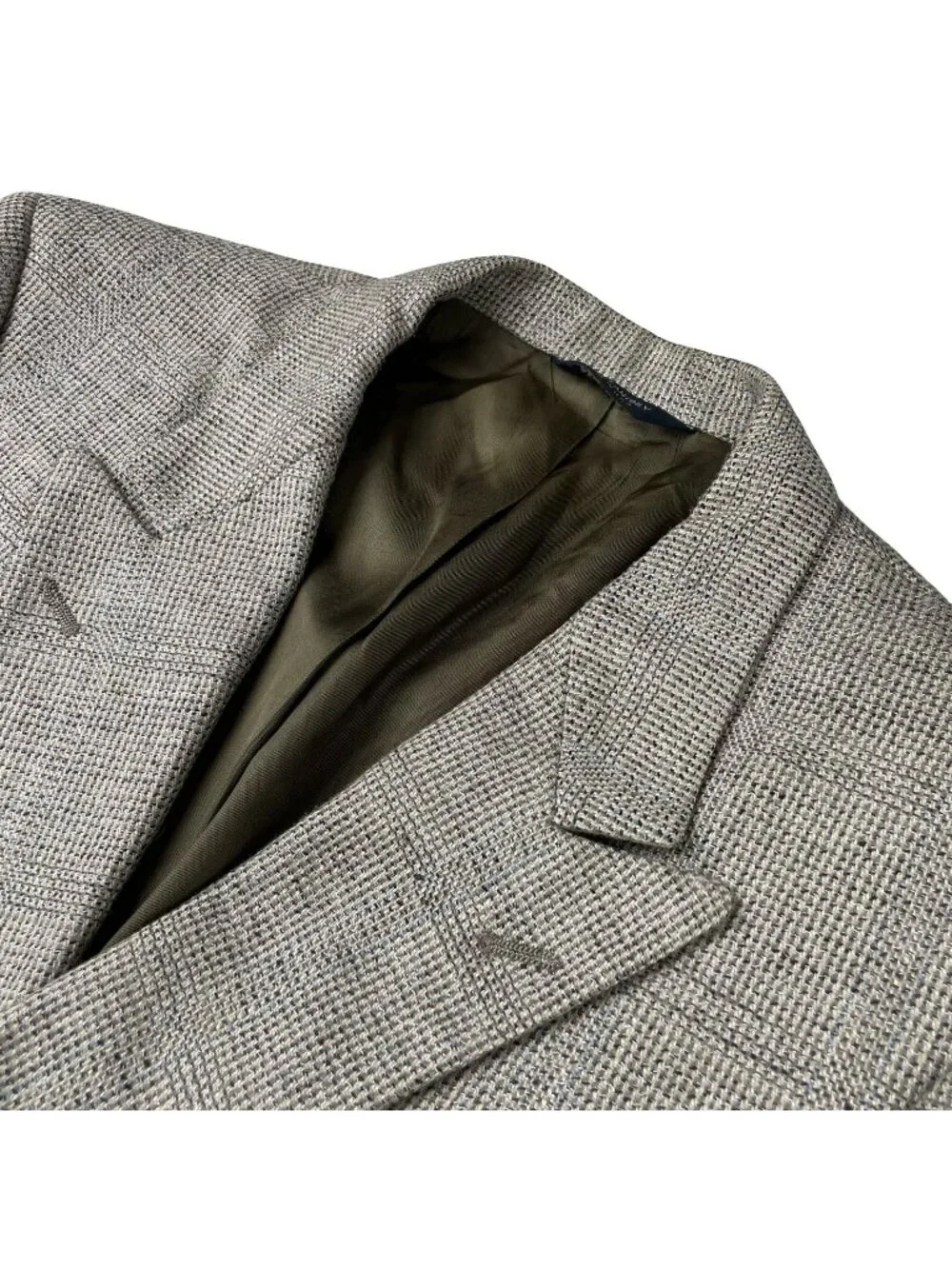 VTG Kuppenheimer Men's Wool/Silk Tweed Double Breasted Blazer Beige • USA • 42R